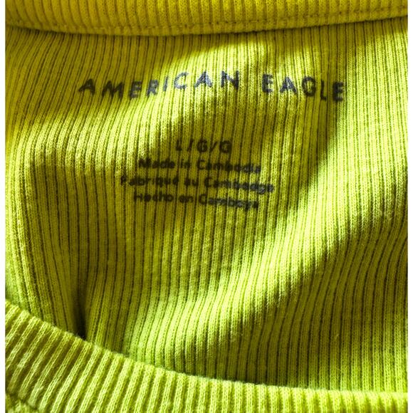 American Eagle Yellow Ribbed Strawberry Tank Top Size Large - Picture 4 of 4